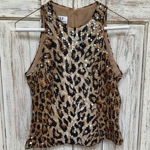 Sequin sleeveless fun animal print top
